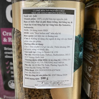 CÀ PHÊ HÒA TAN NESCAFE ORGIGINS (HŨ 100G)