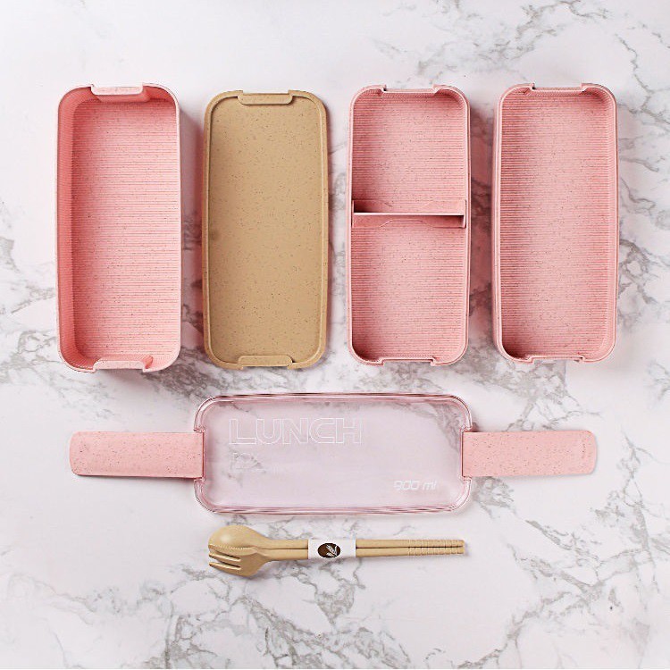 Hộp Cơm Lúa Mạch 3 Tầng Dùng Được Lò Vi Sóng Tặng Kèm Thìa Đũa Siêu Tiện Dụng | BigBuy360 - bigbuy360.vn