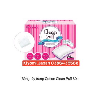 Bông tẩy trang Cotton Clean Puff Nhật Bản 80 tờ