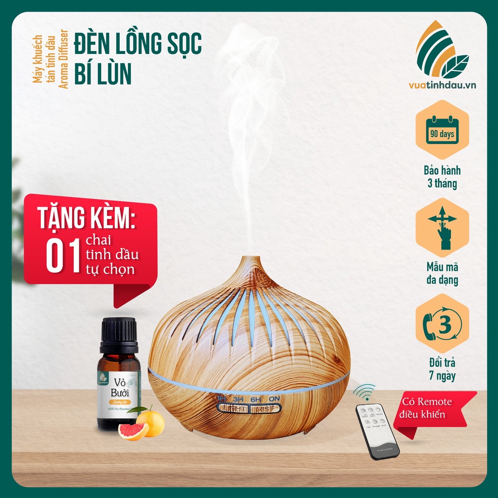 Máy khuếch tán tinh dầu phun sương Đèn Lồng Sọc Bí Lùn Aroma Diffuser dung tích 550ml thơm phòng khử mùi