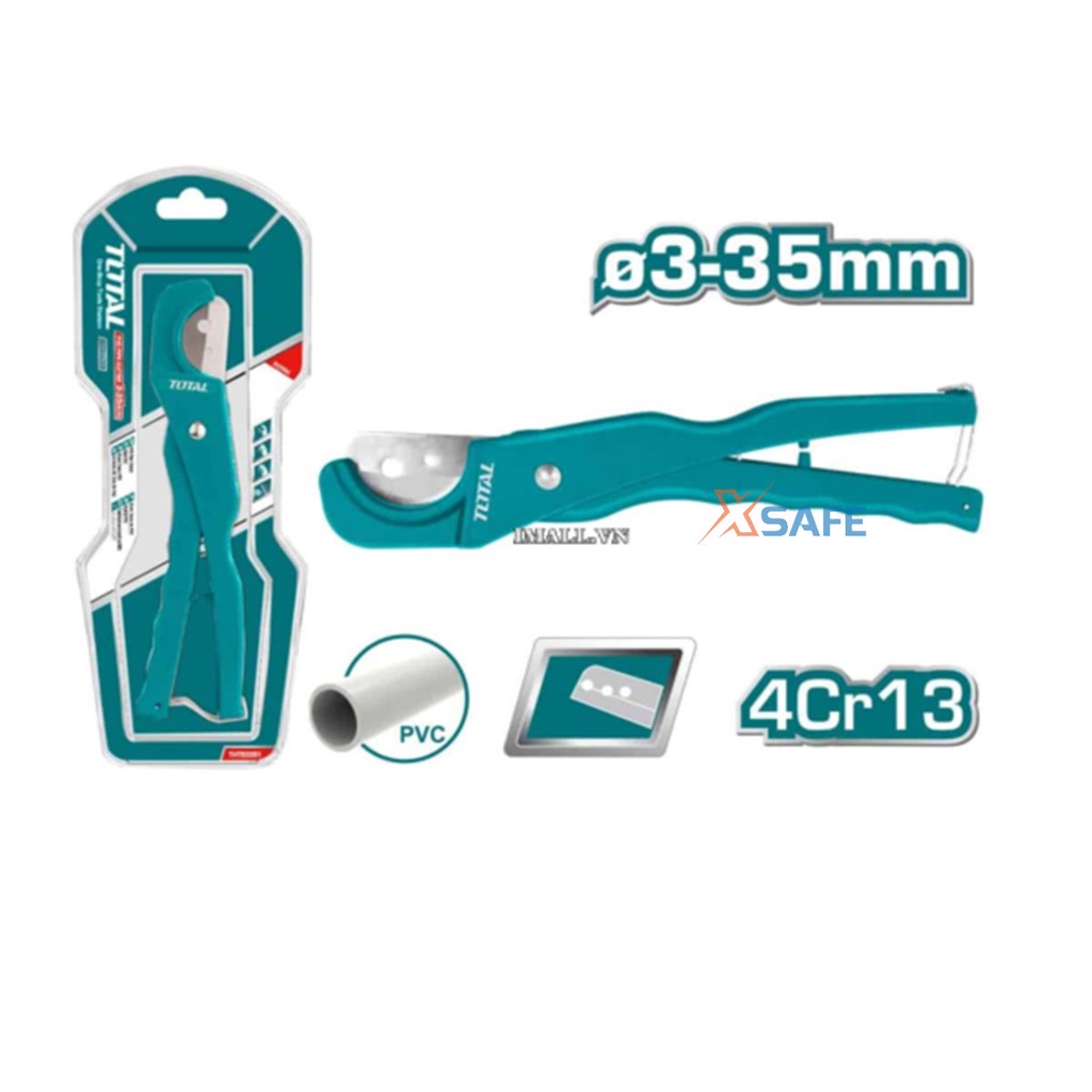 Dao cắt ống nhựa PVC chuyên dụng cao cấp TOTAL THT53351 210mm đường kính cắt 3-35mm, hợp kim nhôm, thép không gỉ sắc bén