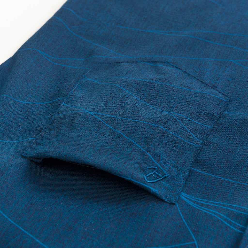 [HÀNG VIỆT NAM] Áo sơ mi Nam  thương hiệu Anton trung tuổi cộc tay vải sợi tre màu xanh sẫm họa tiết chìm – GD615