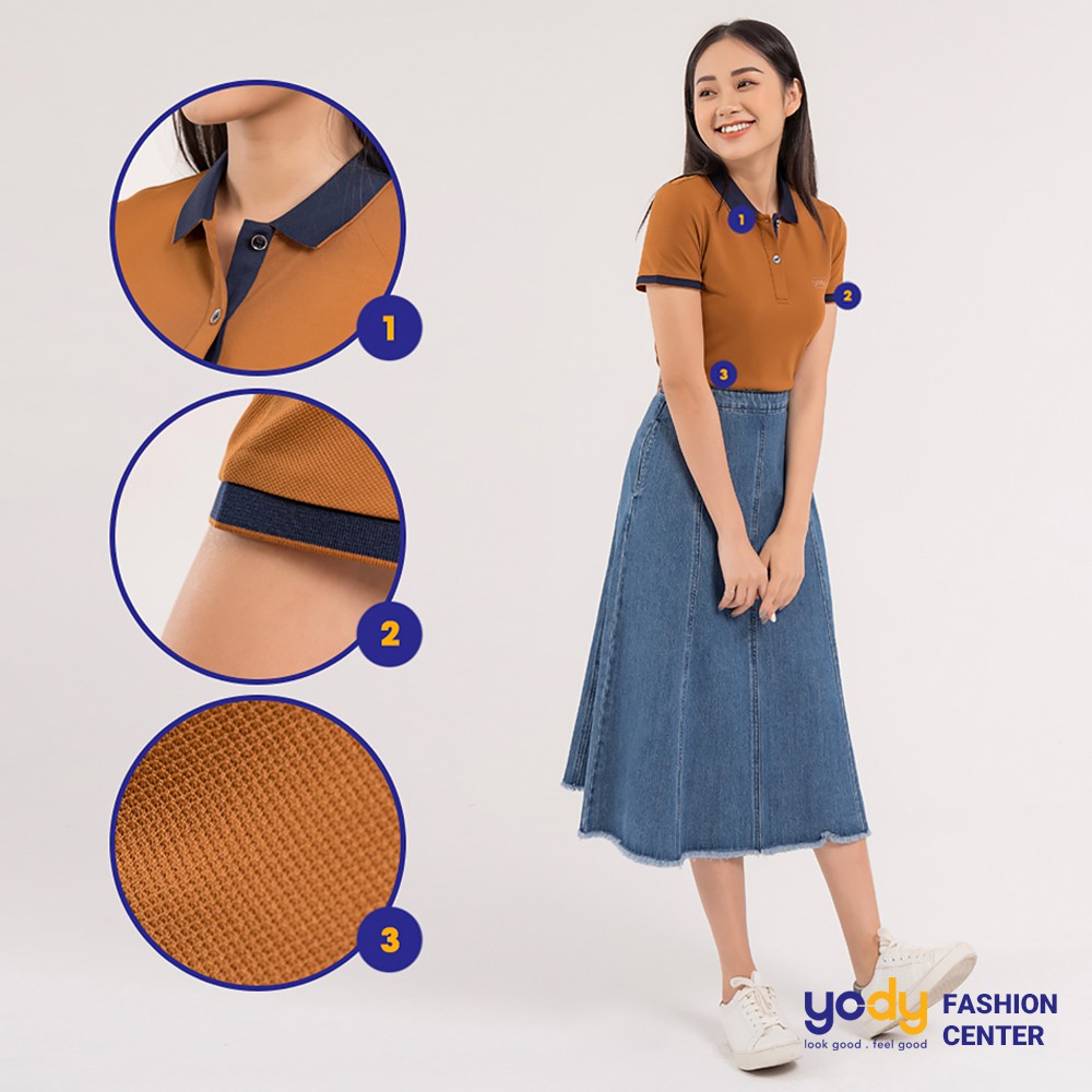 Áo thun polo nữ YODY cổ bẻ thoáng mát kháng khuẩn chuẩn form APN3700 | BigBuy360 - bigbuy360.vn