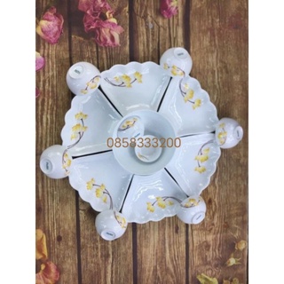 Bộ bát đĩa vẽ sen vàng. hàng sứ bát tràng,đk45cm,55cm