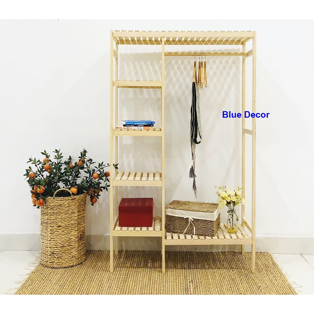 TỦ TREO QUẦN ÁO ĐÔI 5 TẦNG - TỦ TREO QUẦN ÁO GỖ THÔNG - SIZE 97 X 150CM