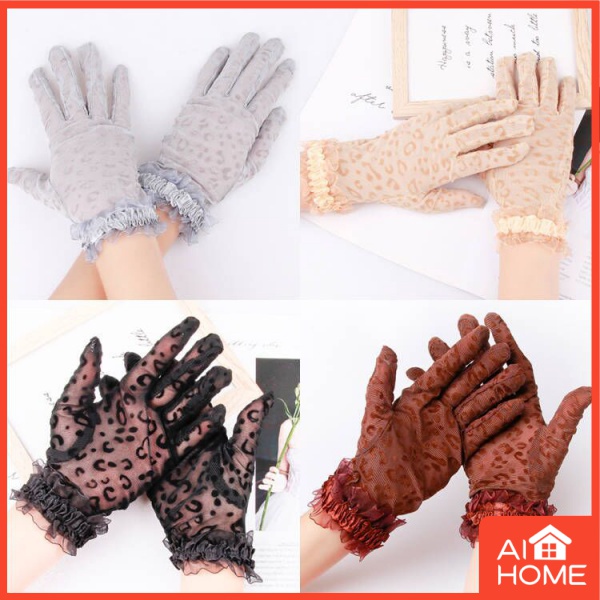 Găng Tay Lưới Ren Lụa Lạnh Mỏng Chống Nắng Thoáng Khí In Họa Tiết Da Báo Gợi Cảm Cho Đi Tiệc Mùa Hè