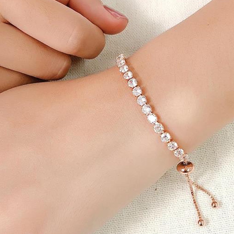 Set 4 vòng tay đính đá sang trọng có thể điều chỉnh kích thước phong cách Hàn Quốc dành cho nam và nữ