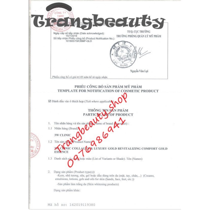 Serum Trắng Da 3w Clinic Tinh Chất Vàng 24k Luxury Gold Chống Lão Hóa Hàn Quốc 150ml