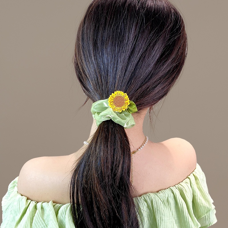 Dây Buộc Tóc Cao Su Họa Tiết Hoa Hướng Dương Phong Cách Hàn Quốc Mới 2022