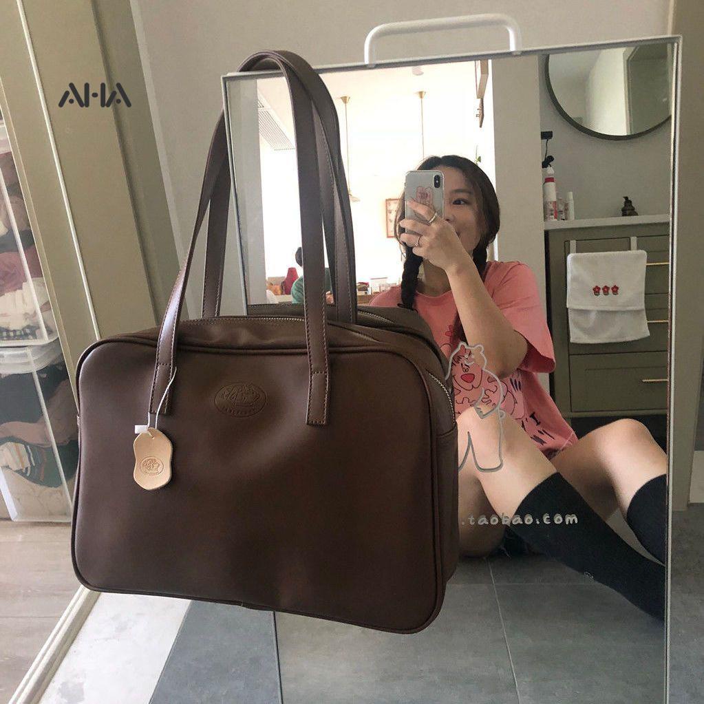 AHA OFFICIAL Túi Tote Đeo Vai Kích Thước Lớn Phong Cách Preppy Nhật Bản Mới Dễ Phối Đồ Cho Nữ