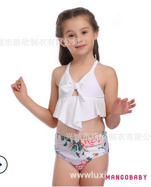 Bộ Bikini 2 Mảnh Họa Tiết Hoa / Chấm Bi Cho Bé Gái