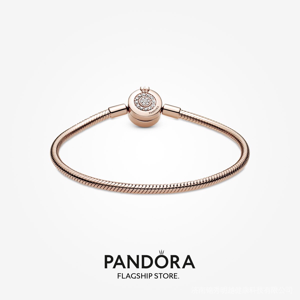 Pandora Vòng Tay Mạ Vàng Hồng 14K Đính Đá Lấp Lánh