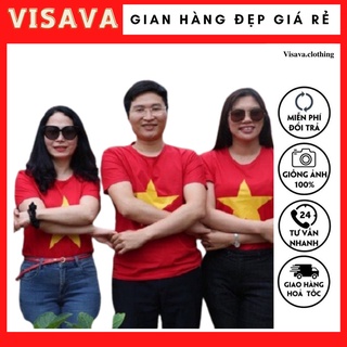 Áo thun cờ Việt Nam Áo Cờ Đỏ Sao Vàng visava vải cotton tici Bao trả lại tiền nếu không đúng chất vải