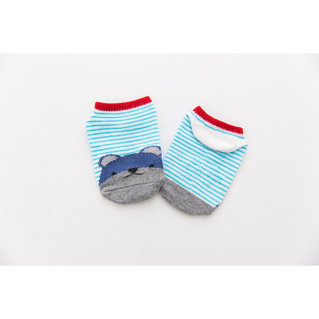 Vớ cotton KokoroCare YQ-05 in hoạt hình kẻ sọc ngang đáng yêu cho em bé 0-4 tuổi