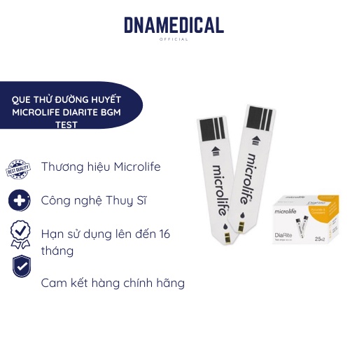 QUE THỬ ĐƯỜNG HUYẾT MICROLIFE DIARITE - DNA Medical - Vật tư, thiết bị y tế chính hãng