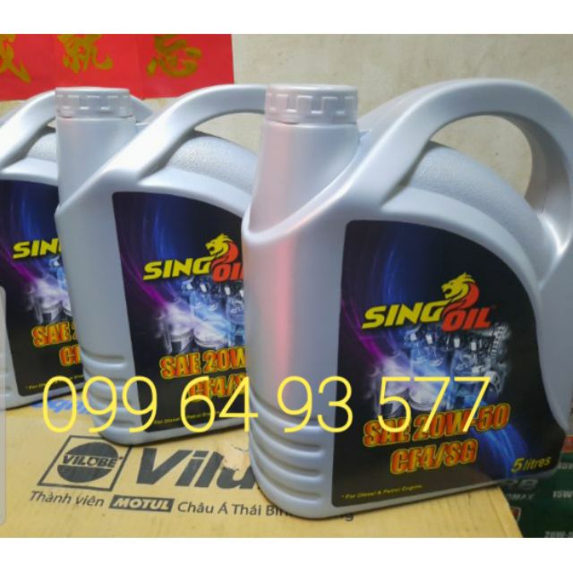 Nhớt sing oil 20w50 &amp; 15w40  5L  nhập khẩu Singapore chính hãng 🇸🇬