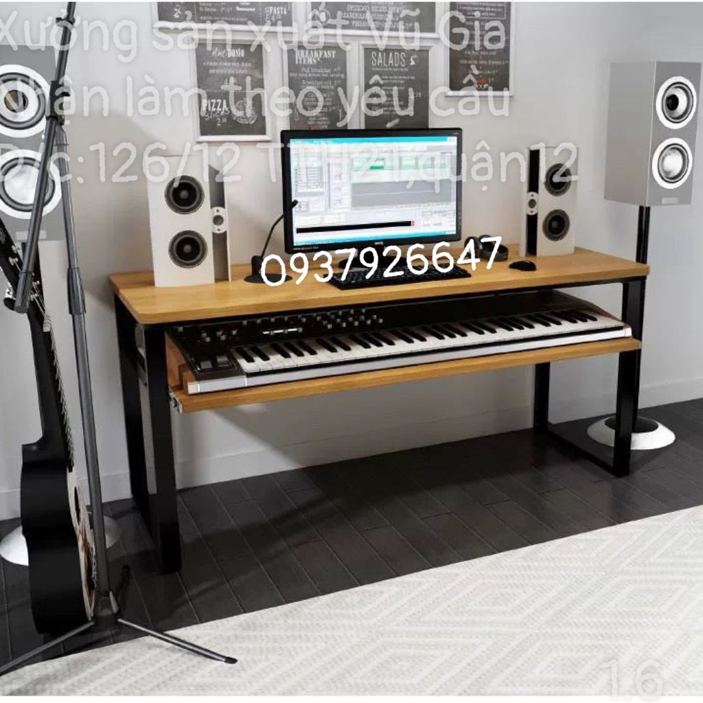 bàn làm việc studio bàn phòng thu có hộc đàn lớn