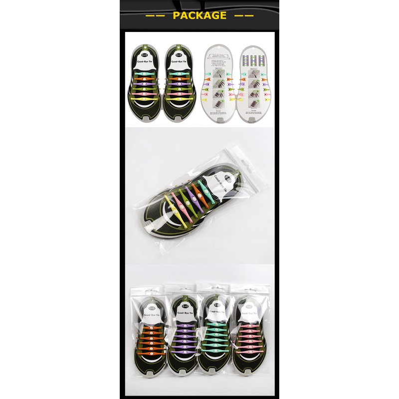 1 Set 12 Dây Giày Thể Thao Không Cần Buộc Bằng Silicone Co Giãn