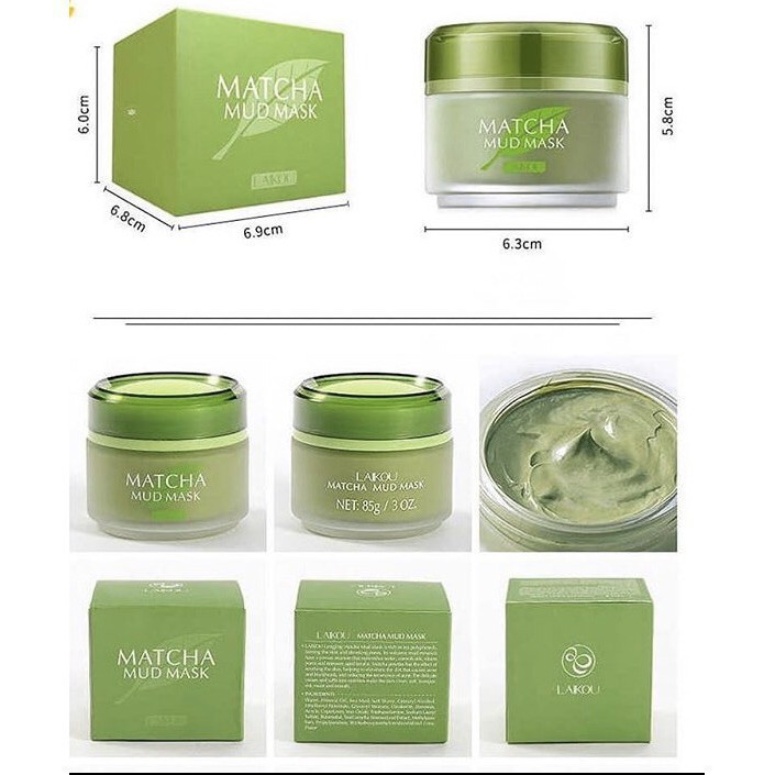 Mặt nạ trà xanh MATCHA MUD MASK LAIKOU  [ Đắp Là Phê-Hàng AUTH ] Mặt nạ bùn Laikou matcha mud mask 5 tác dụng 85g