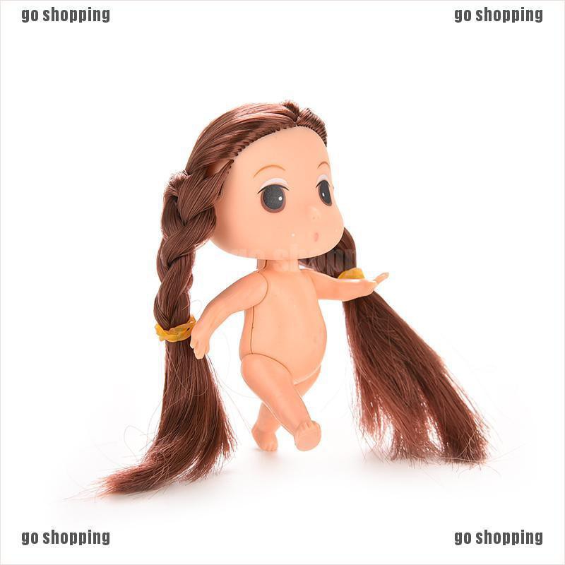 {go shopping}Mini Naked Doll with Double Brown Braids Princess Cake Mold for ddung Girl 8cm