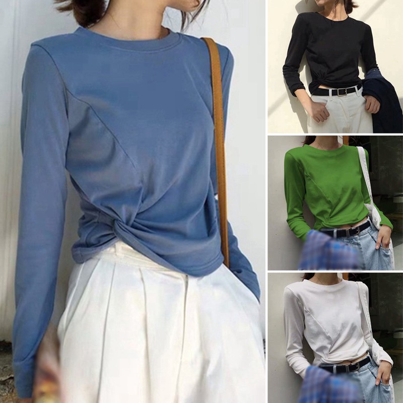 Áo Croptop Tay Dài Thiết Kế Ôm Sát Tôn Dáng