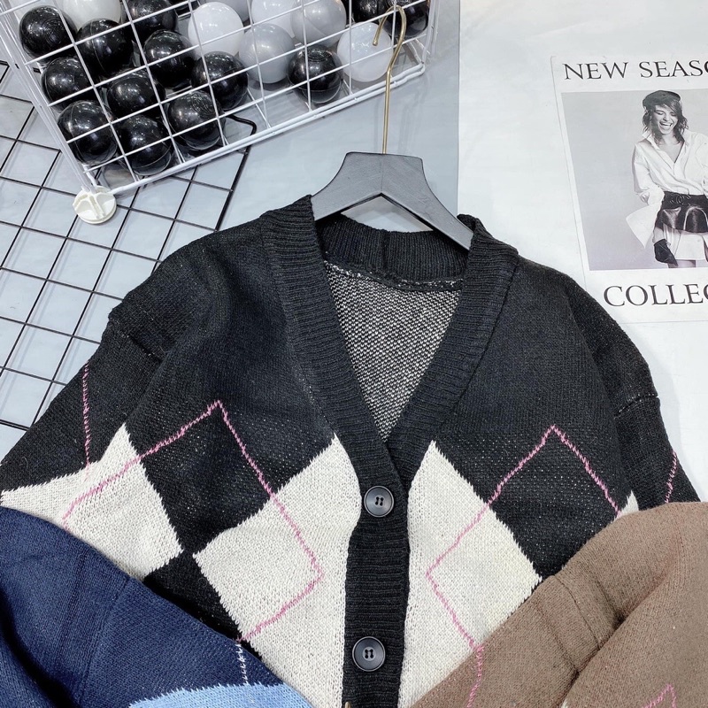 Khoác len cadigan trán/ cadigan hình học