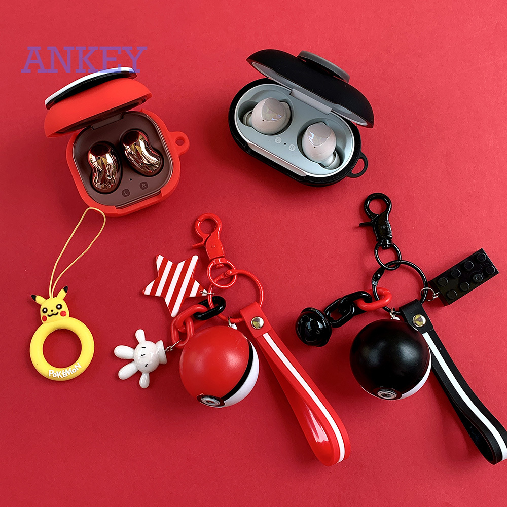 Samsung Galaxy Buds Live / Buds Pro / Buds 2 / Buds+ Plus Case Cute Silicone Cover for Pokémon Pikachu Sleeve Bluetooth Earphone Shockproof Headphone Protective Case Box with Pendant