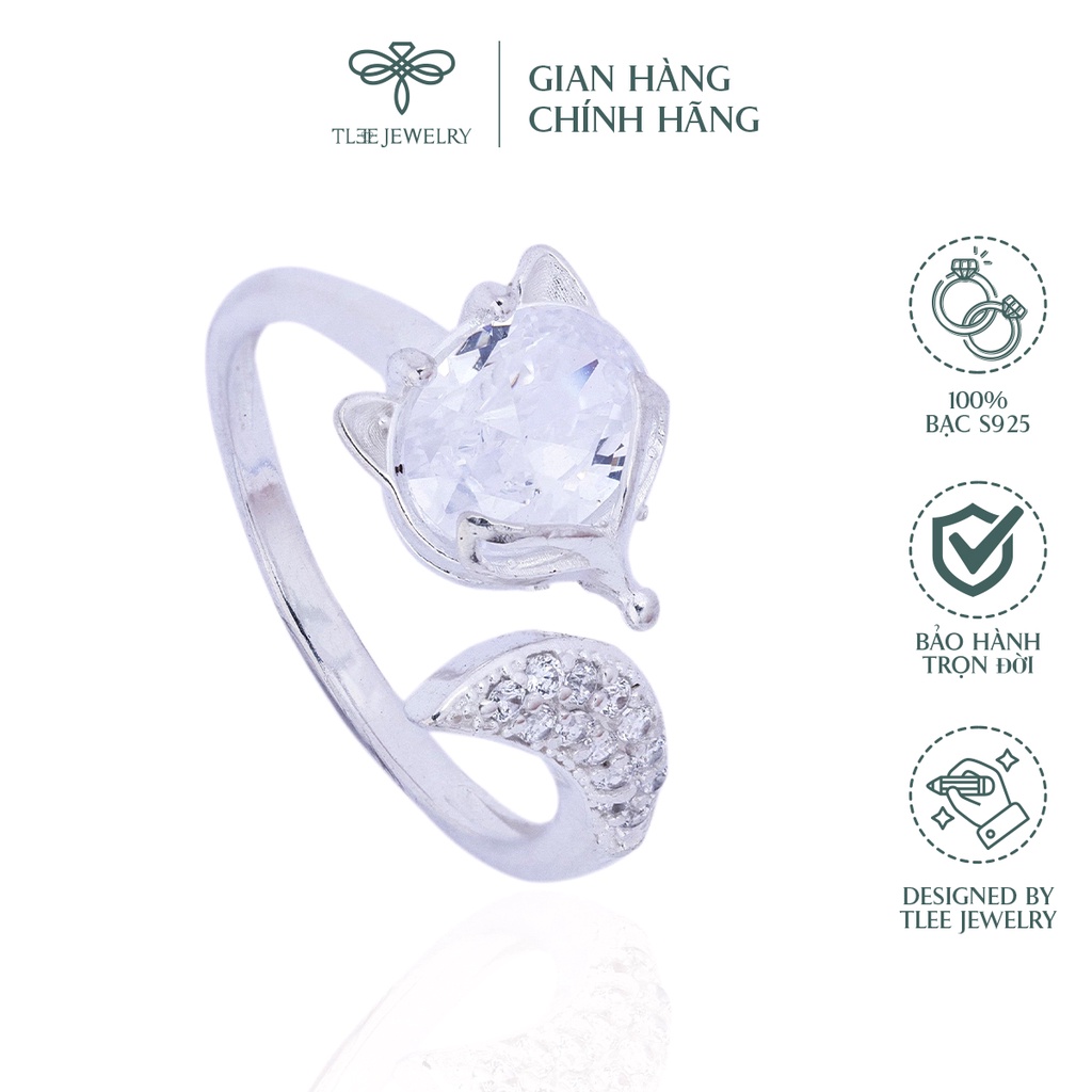 Nhẫn bạc nữ TLEE hồ ly nạm đá cao cấp NCJ A0117