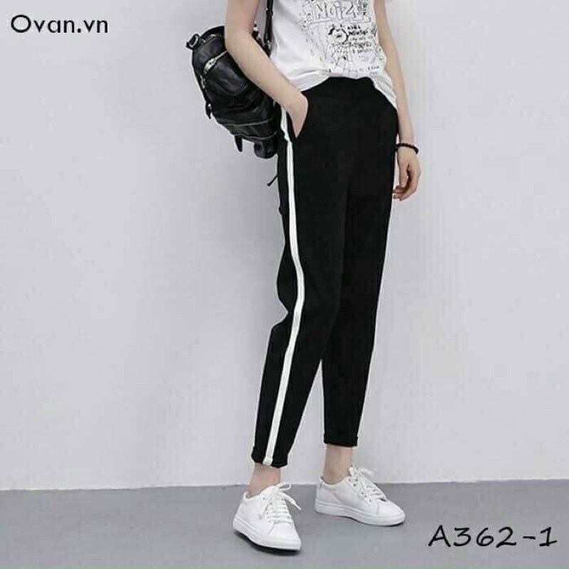 Quần legging sọc thể thao chất cotton siêu co dãn