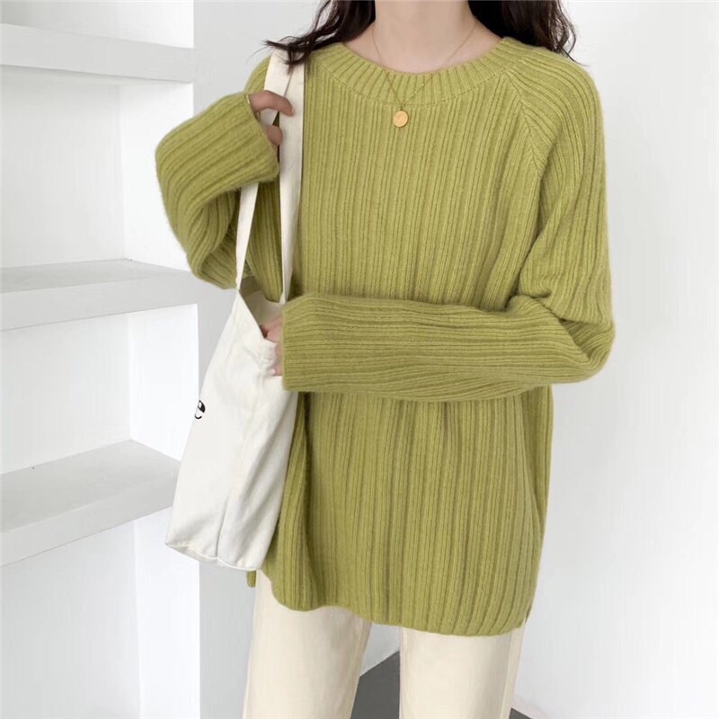 Áo len nữ chui đầu form rộng chất dày phong cách Hàn