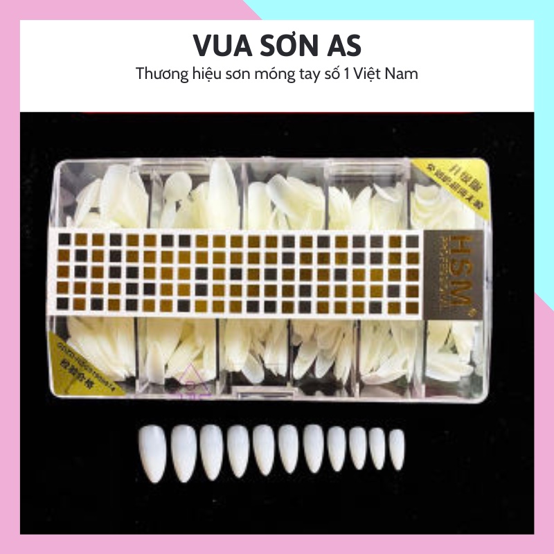 Móng up HSM các form bầu nhọn thang vuông hộp 500 móng ôm form không cần mài dũa phụ kiện nail giá rẻ uy tín VUA SƠN AS