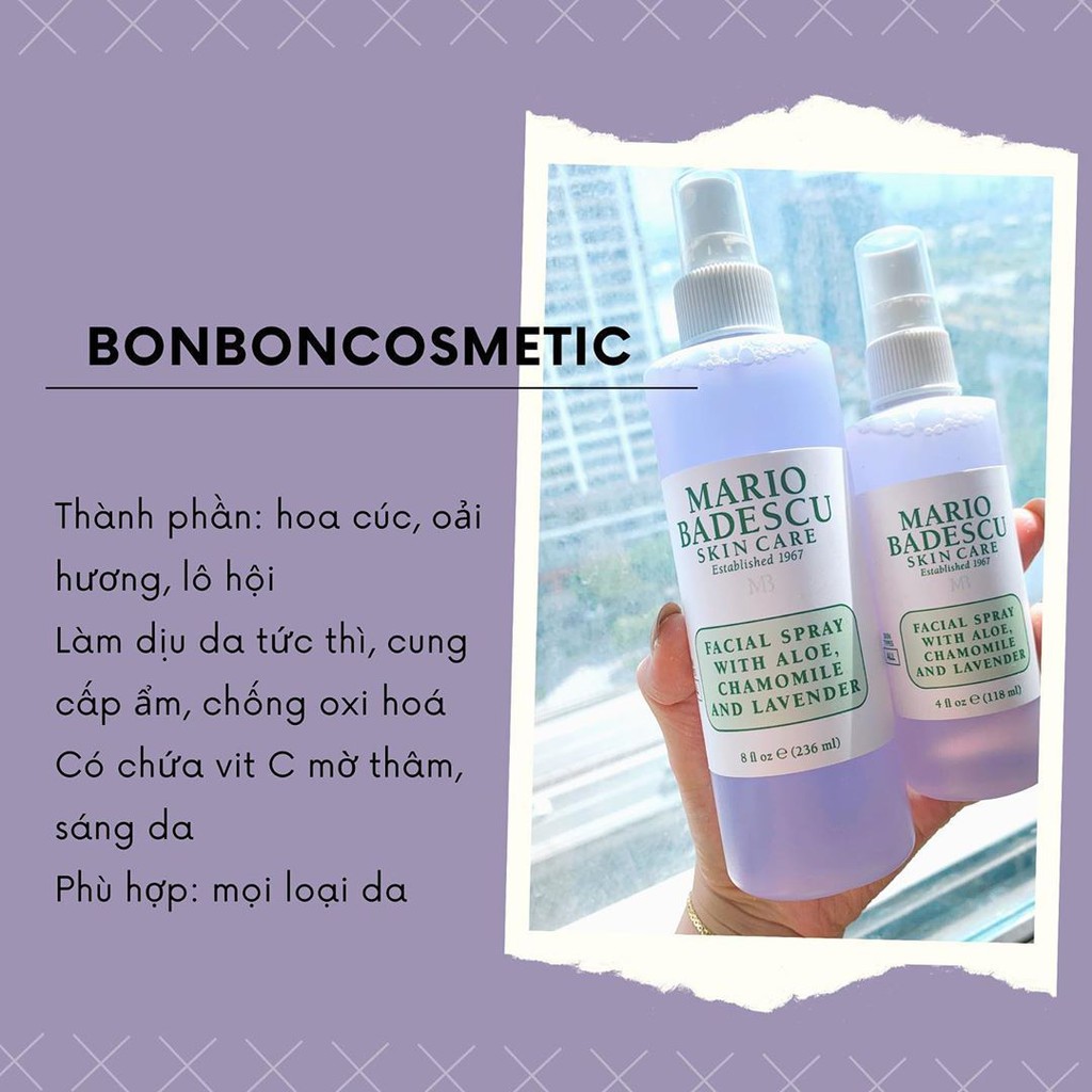 [BILL US] Auth Toner xịt MARIO BADESCU LAVENDER Facial Spray