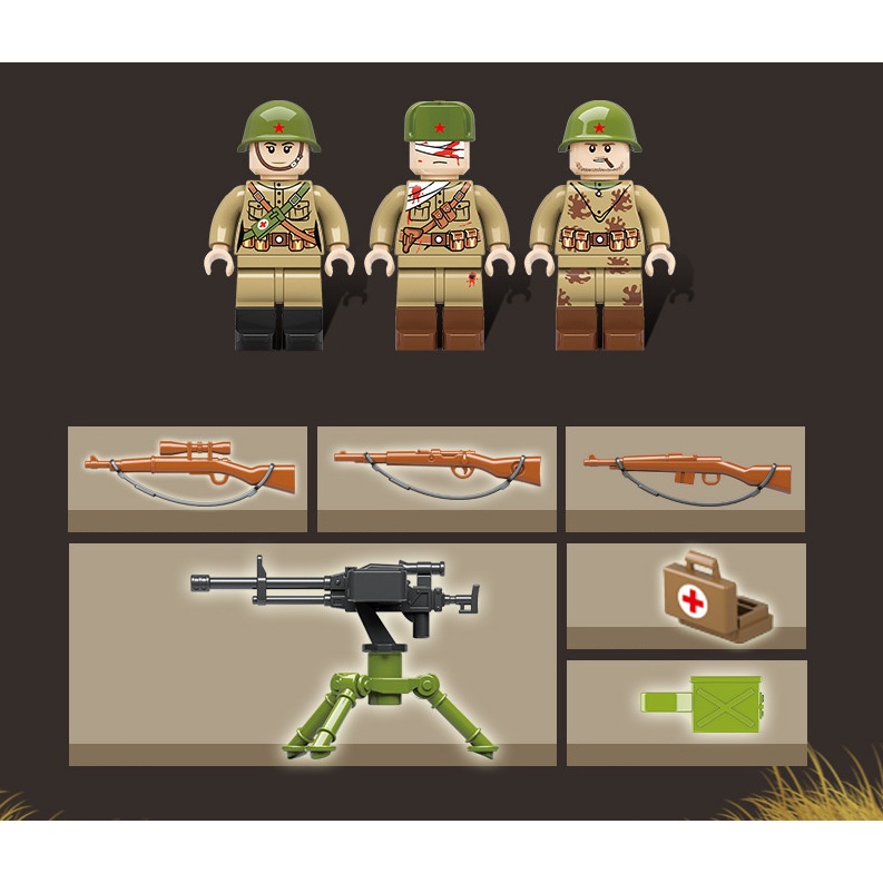 Set 334 Mô Hình Xe Cứu Thương WW2 GAZ-55 Mới