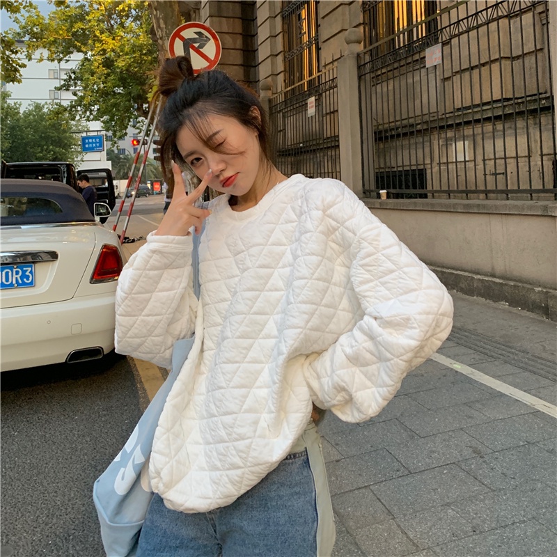 SUXI Áo sweater dáng rộng thiết kế mới thời trang mùa thu theo phong cách hàn quốc cho nữ