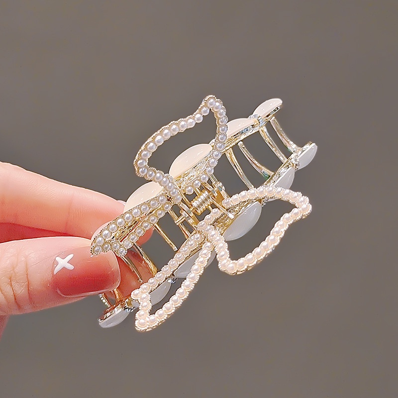 Kẹp Tóc Hình Nơ Đính Ngọc Trai / Đá Opal / Kẹp Tóc Càng Cua / Kẹp Tóc Thời Trang Thanh Lịch Cho Nữ