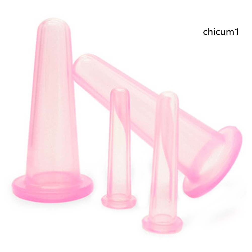 (Hàng Mới Về) Set 4 Cốc Mát Xa Cơ Thể Bằng Silicon Tự Nhiên Chống Cellulite
