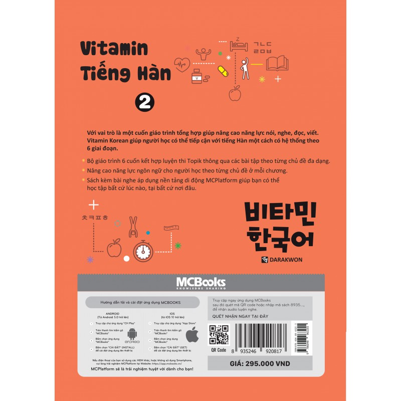 Sách - Vitamin tiếng Hàn 2 Tặng Video Hack Não 6000 từ vựng tiếng Hàn thông dụng