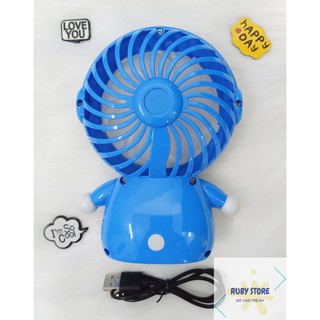 QUẠT ĐỂ BÀN DORAEMON CUTE CÓ ĐÈN (Kèm dây sạc cổng USB, Electric Fan)