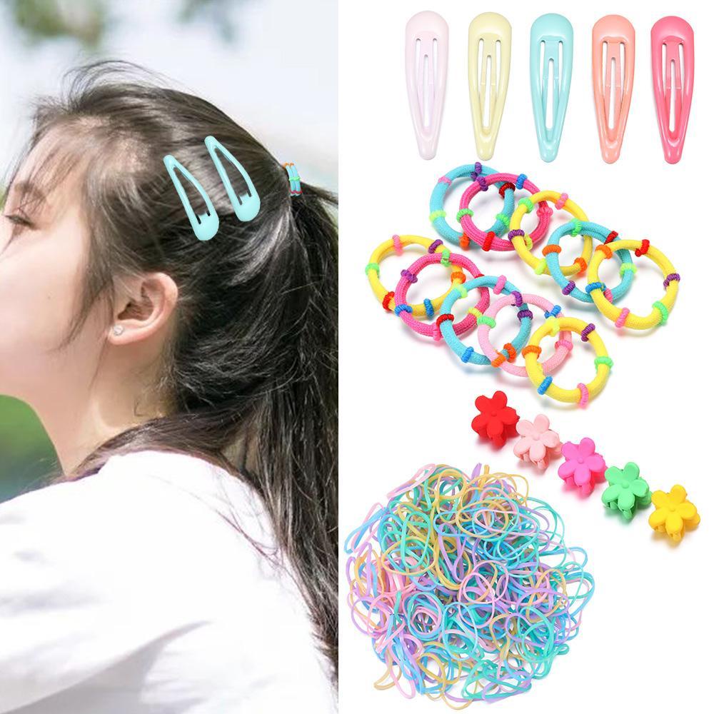EUCA Set 220 Kẹp Tóc Co Giãn Nhiều Màu Sắc Cho Bé Gái