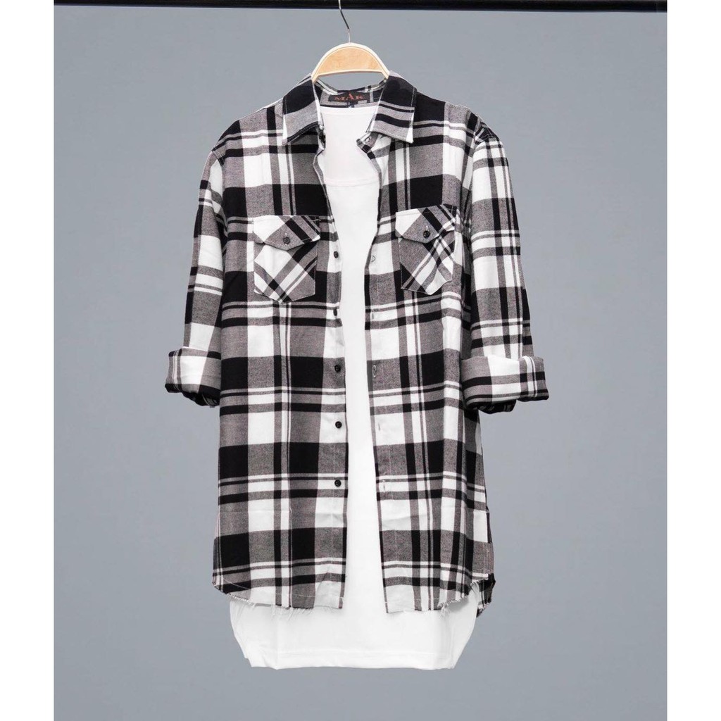 Sơ mi nam Flannel caro viền tưa Lexuza 007
