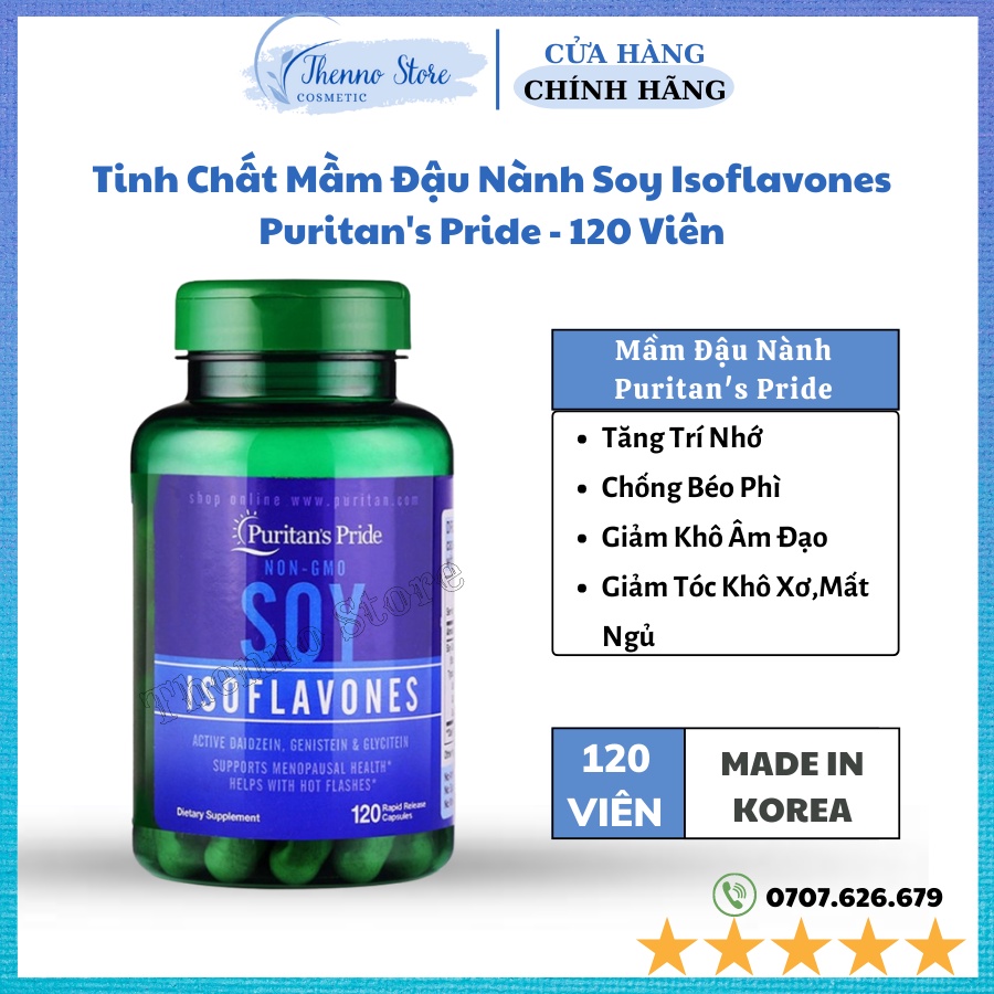 Tinh Chất Mầm Đậu Nành Soy Isoflavones Puritan's Pride -120 viên