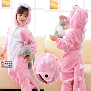 Đồ ngủ thú bộ đồ khủng long hồng đồ ngủ liền thân hình thú cho bé