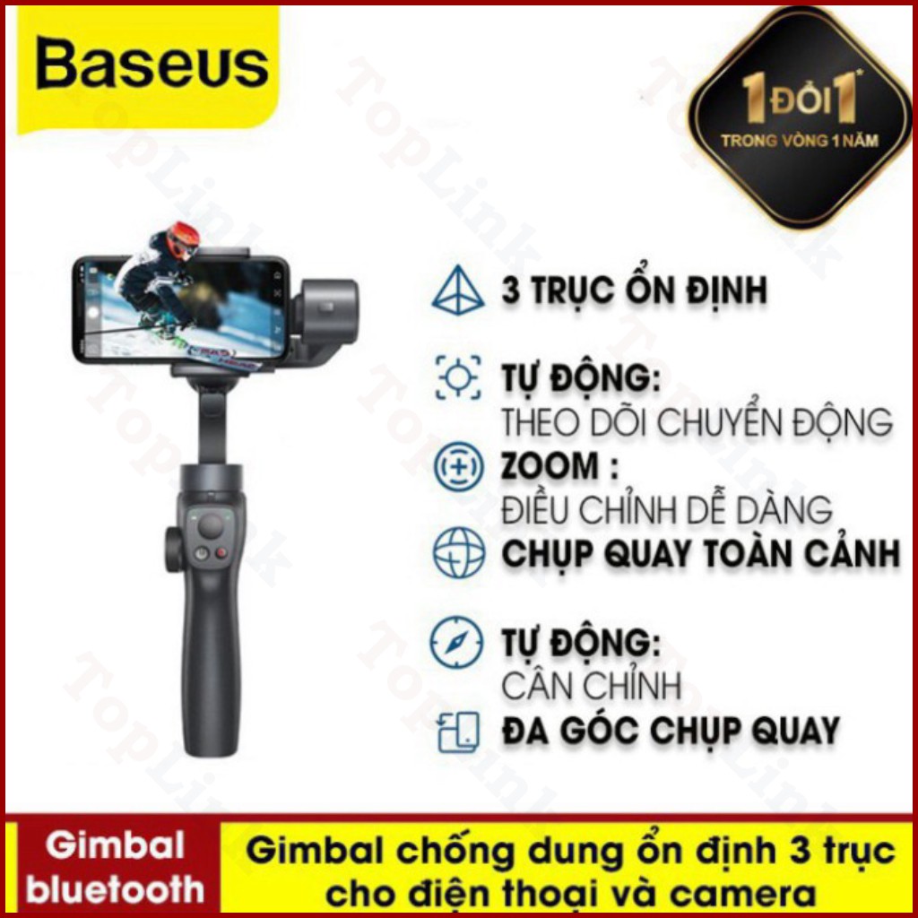 [CHÍNH HÃNG] Gậy Chụp Ảnh Selfie Bluetooth Không Dây Baseus Handheld Gimbal Stabilizer Control Smartphone Với 3 Trục Gim