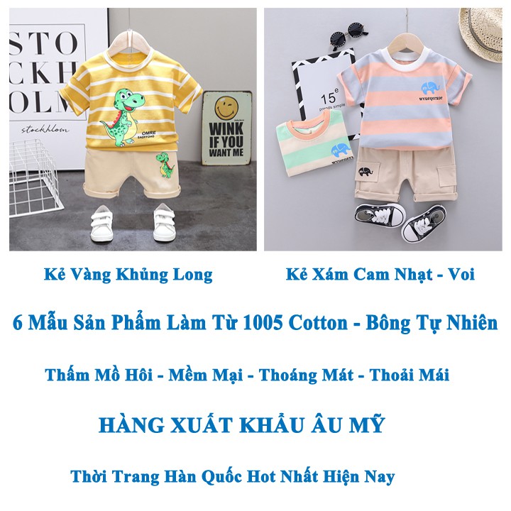 Áo bé trai HUQIQI kiêm quần short cho bé 1 đến 4 tuổi chất Cotton Hàn Quốc hàng trẻ em xuất khẩu Âu Mỹ