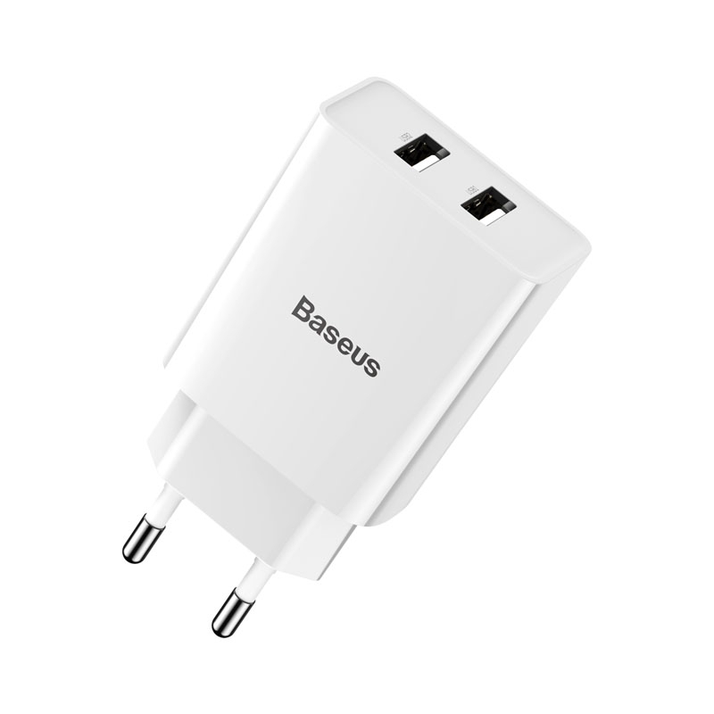 Củ sạc Baseus 2 đầu USB ổ cắm EU cho IPhone Samsung Xiaomi Oppo Huawei | BigBuy360 - bigbuy360.vn