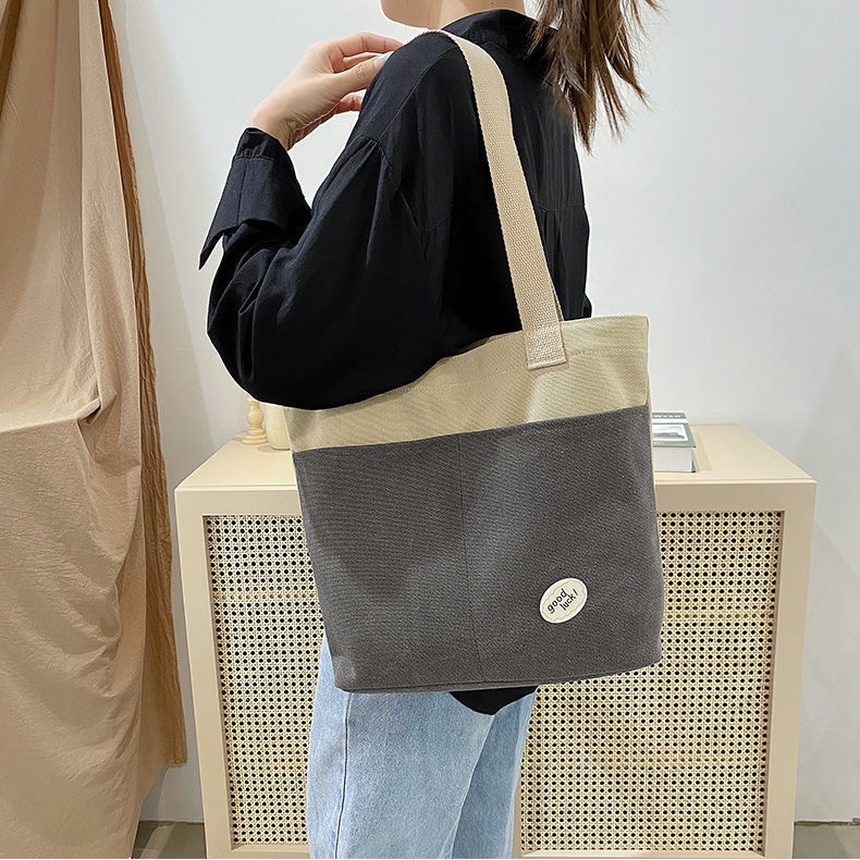 Túi Xách Canvas Cỡ Lớn Phối Khóa Kéo Thời Trang Cho Nữ