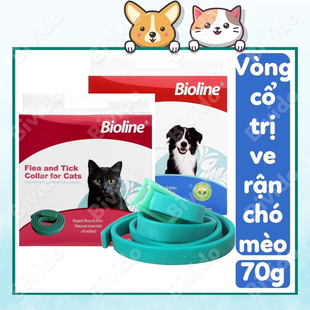 Vòng cổ chống ve rận bọ chét chó mèo thú cưng Bioline - Bivido