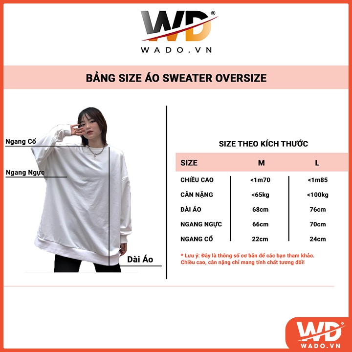 Áo sweater Nam Nữ oversize, sweater unisex Wado chất nỉ da cá form rộng 6 màu | BigBuy360 - bigbuy360.vn