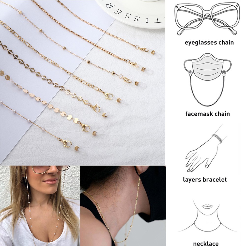 Dây Đeo Mắt Kính Đính Ngọc Trai Giả Thời Trang Nữ