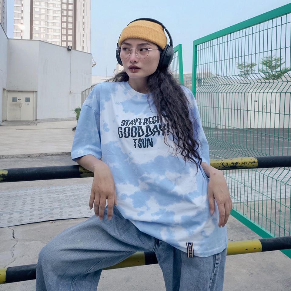 TSUN Tie Dye Tee - Áo loang phản quang 7 màu Stay Fresh For Good Day TSUN (Xanh biển)